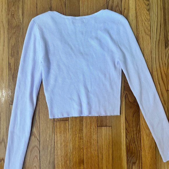 Pacsun Lilac Sweater Long-Sleeve Top w/ Lace Neckline - Picture 3 of 5